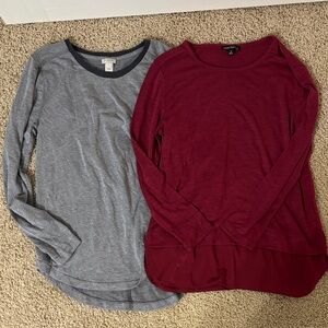 J. Crew Gray and Burgundy Long Sleeve Tops size Small